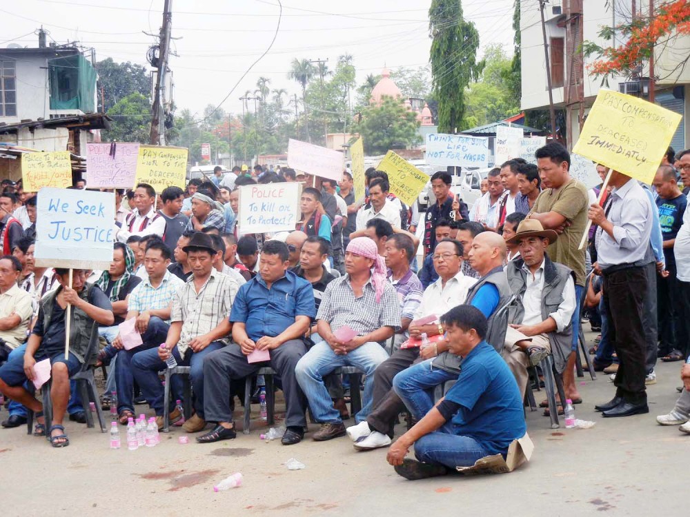 A section of the crowd during the FIRMS rally in Dimapur on May 9 demanding the Nagaland government act on the border issue with Assam.